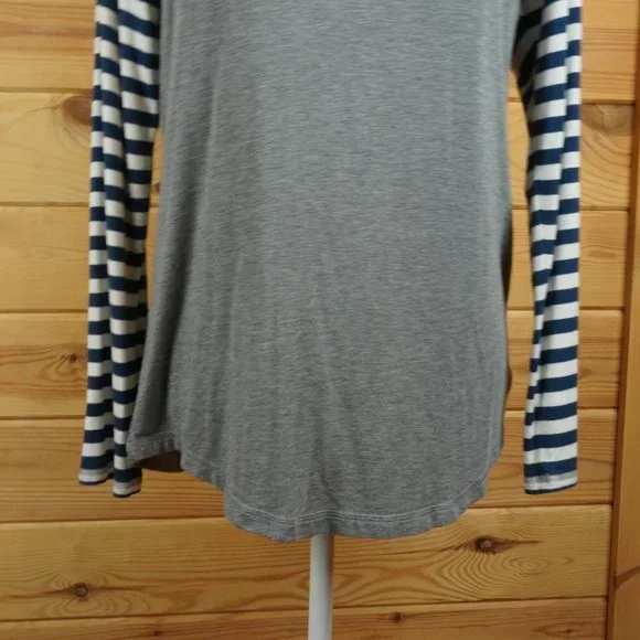 Matilda Jane Dark Blue Striped Gray Long‎ Sleeve Top Size Medium - Picture 3 of 9